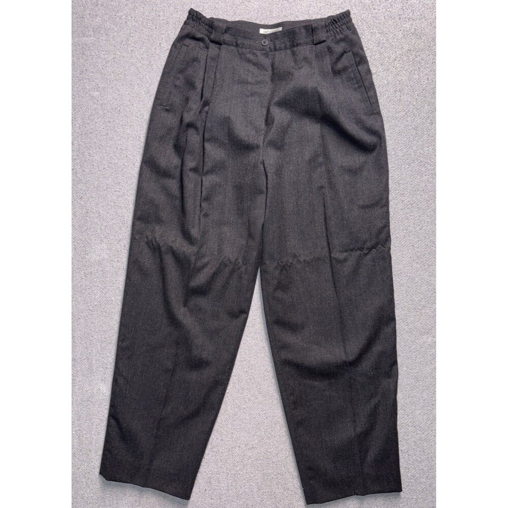 Vintage Rouie Gray 100% Wool Trousers - High Waisted - Size 16 - Made In Canada
